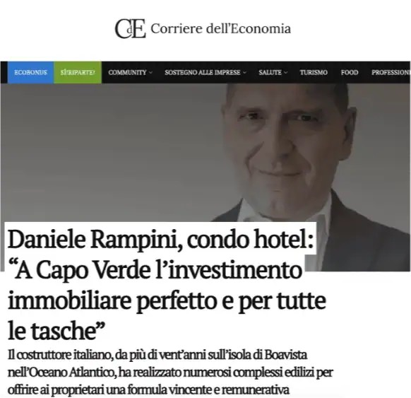Daniele Rampini, condo hotel: “A Capo Verde l’investimento immobiliare perfetto e per tutte le tasche”