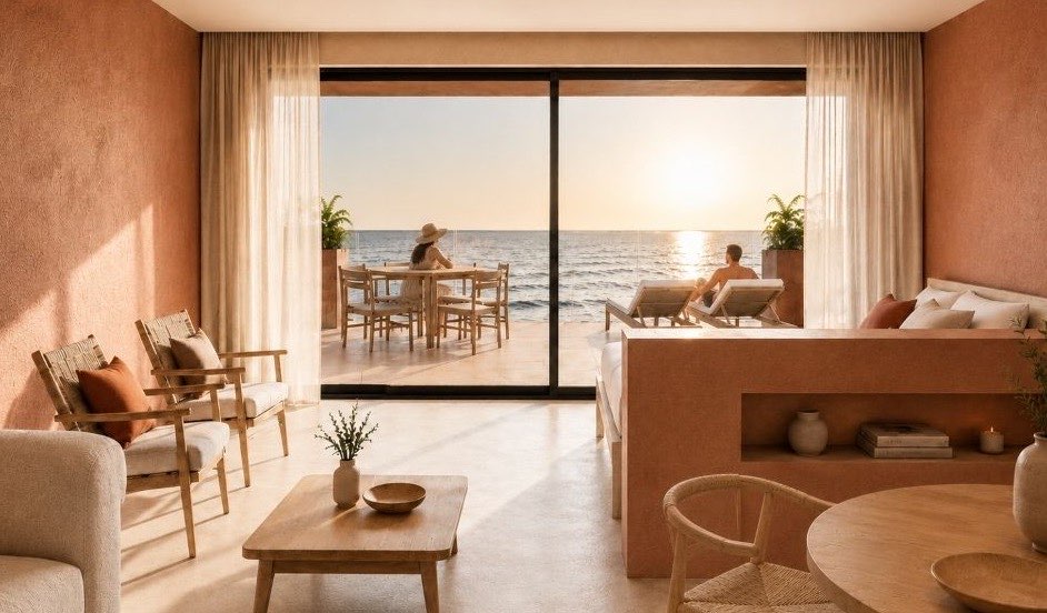 Render di una suite di The View con vista sull’oceano a Boa Vista